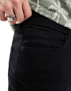 River Island Skinny Denim Short In Black For Men -Layered Clothes 206503751 3