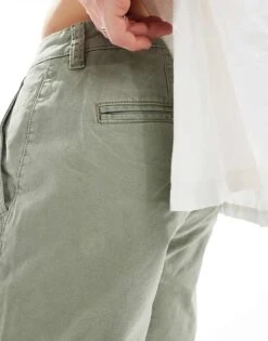 River Island Laundered Chino Short In Light Green For Men Ligh Green -Layered Clothes 206666363 3