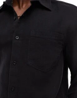 River Island Linen Blend Shirt In Black For Men -Layered Clothes 206676298 3