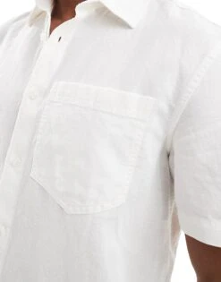 River Island Linen Blend Shirt In White For Men -Layered Clothes 206676956 3