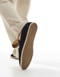 River Island Espadrille Woven Loafers In Navy For Men -Layered Clothes 206679991 3