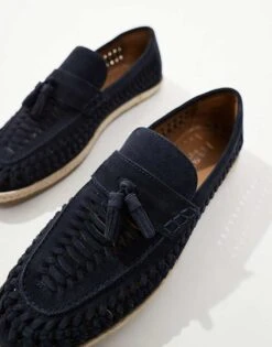 River Island Espadrille Woven Loafers In Navy For Men -Layered Clothes 206679991 4