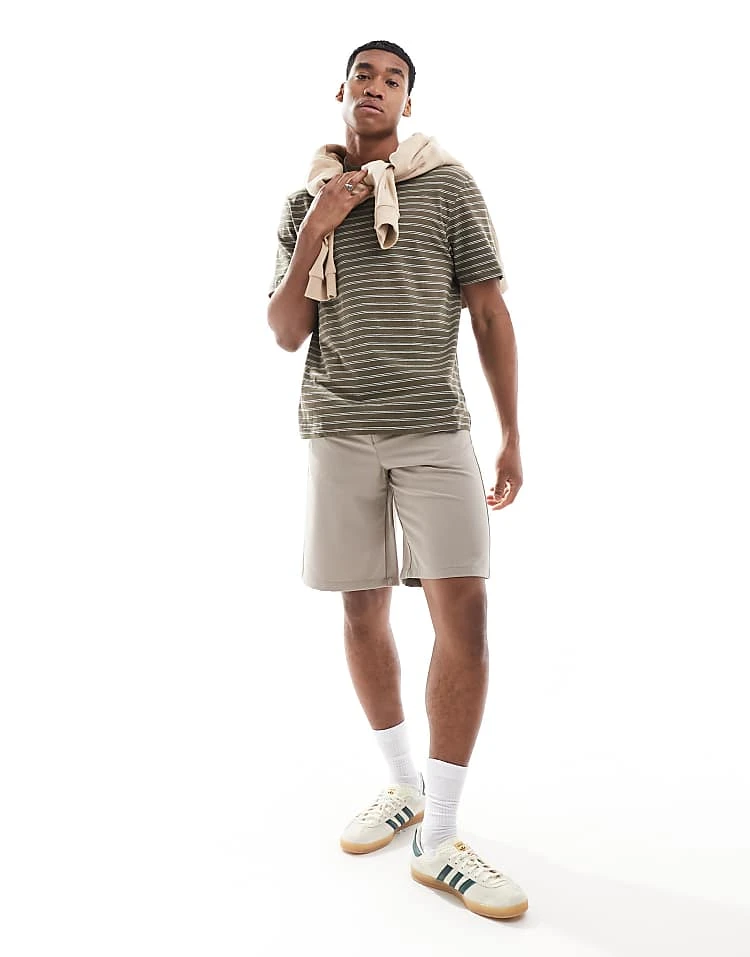 River Island Studio Striped T-shirt In Khaki For Men Green 3 River Island Studio Striped T-shirt In Khaki For Men Green