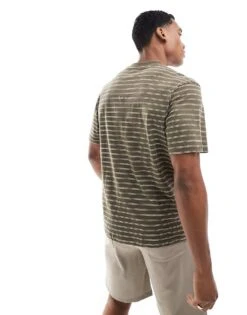 River Island Studio Striped T-shirt In Khaki For Men Green 9 River Island Studio Striped T-shirt In Khaki For Men Green -Layered Clothes 206682190 3