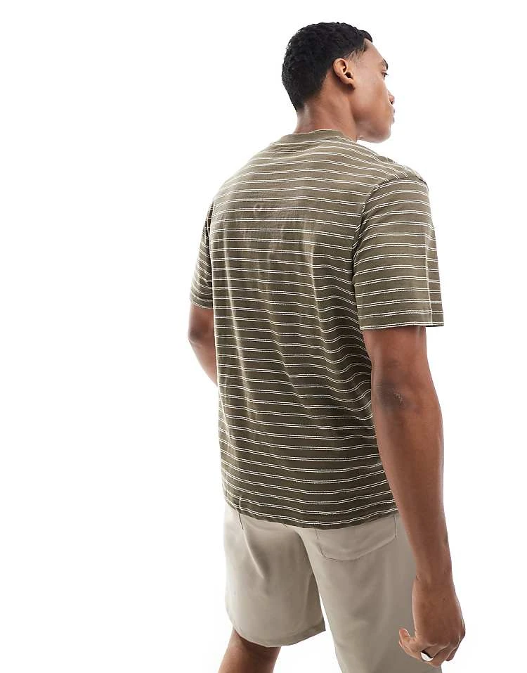 River Island Studio Striped T-shirt In Khaki For Men Green 5 River Island Studio Striped T-shirt In Khaki For Men Green - Image 3