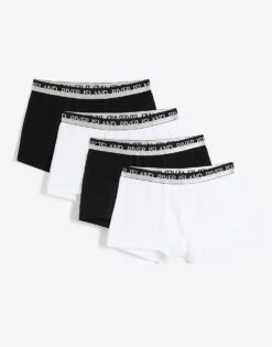 River Island 4 Pack Cotton Stretch Trunks In White For Men -Layered Clothes 206682275 1 white 1