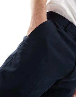 River Island Slim Fit Tailored Trousers In Navy For Men -Layered Clothes 206683436 4