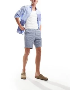 River Island Textured Shorts In Blue For Men Navy 10 River Island Textured Shorts In Blue For Men Navy -Layered Clothes 206693377 3