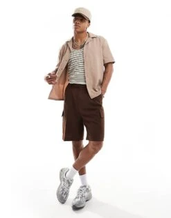 River Island Revere Collar Seersucker Shirt In Stone For Men Stone - Medium -Layered Clothes 206702366 3