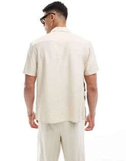 River Island Embroidery Leaf Shirt In Light Stone For Men -Layered Clothes 206714165 3