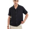 River Island Short Sleeve Shirt In Navy Crochet For Men -Layered Clothes 206715469 1 navy