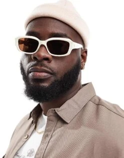 River Island Square Sunglasses In White For Men -Layered Clothes 206720993 1 white 1