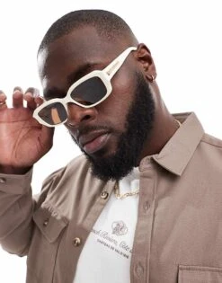 River Island Square Sunglasses In White For Men -Layered Clothes 206720993 3