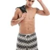River Island Swim Trunks In Black Mono Print For Men