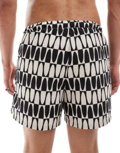 River Island Swim Trunks In Black Mono Print For Men -Layered Clothes 206720996 4