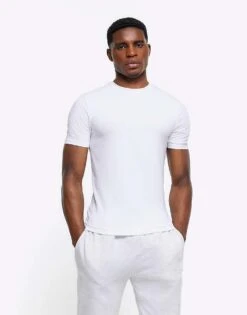River Island 2 Pack Black/White Muscle Fit T-Shirt For Men -Layered Clothes 206737158 3