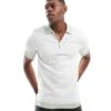 River Island Muscle Fit Zip Polo In White And Green For Men Green - Light -Layered Clothes 206746437 1 greenlight