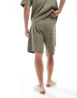 River Island Plisse Shorts Co-ord In Light Khaki For Men Khaki - Light -Layered Clothes 206746486 3