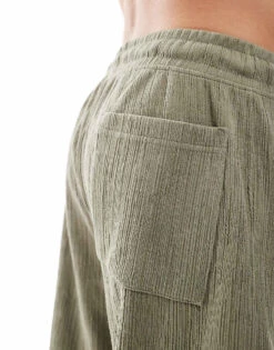 River Island Plisse Shorts Co-ord In Light Khaki For Men Khaki - Light -Layered Clothes 206746486 5