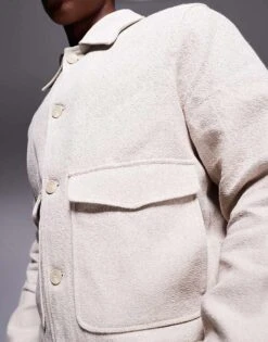 River Island Linen Overshirt In Beige For Men -Layered Clothes 206746500 4