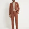 River Island Linen Slim Suit Trouser In Rust For Men -Layered Clothes 206746544 1 rust
