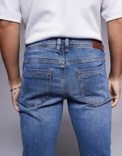 River Island Skinny Jeans In Midwash Blue For Men Blue - Medium -Layered Clothes 206749132 4