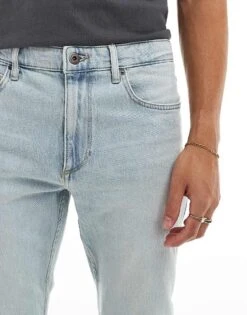 River Island Tapered Jeans In Light Blue Wash For Men Blue - Light -Layered Clothes 206749134 5