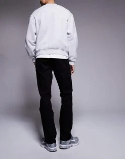 River Island Straight Leg Jeans In Black For Men -Layered Clothes 206749177 3