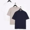 River Island Regular Fit T-Shirts 3 Pack In Multi For Men Navy -Layered Clothes 206768560 1 navy