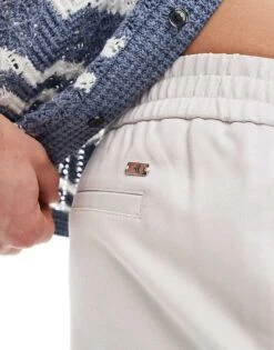 River Island Pull On Smart Joggers In Ecru For Men Beige -Layered Clothes 206836033 4