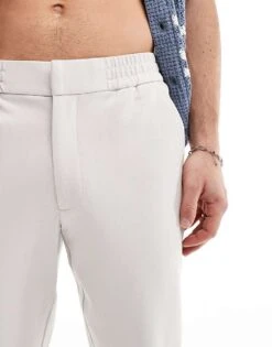 River Island Pull On Smart Joggers In Ecru For Men Beige -Layered Clothes 206836033 5