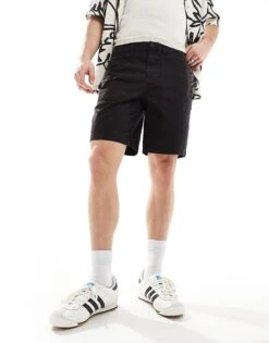 River Island Denim Shorts In Black For Men