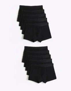 River Island 10 Pack Ri Cotton Stretch Trunks In Black For Men