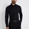 River Island Muscle Fit Textured Smart Shirt In Black For Men -Layered Clothes 207002020 1 black