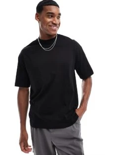 River Island Oversized T-shirt In Black For Men -Layered Clothes 207019044 1 black 1