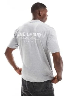 River Island Ame Le Nuit Logo T-shirt In Grey For Men