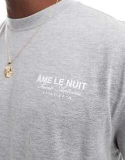 River Island Ame Le Nuit Logo T-shirt In Grey For Men -Layered Clothes 207037914 3