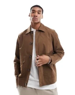 River Island Smart Chore Jacket In Brown For Men Brown - Dark 11 River Island Smart Chore Jacket In Brown For Men Brown - Dark -Layered Clothes 207135785 1 browndark 1