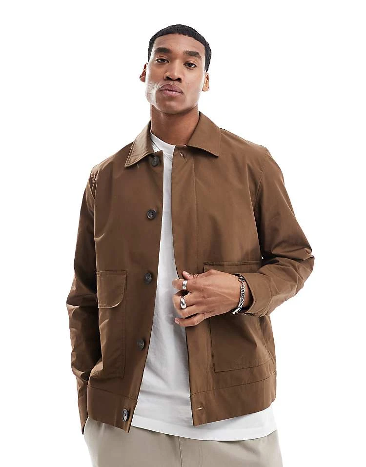 River Island Smart Chore Jacket In Brown For Men Brown - Dark 3 River Island Smart Chore Jacket In Brown For Men Brown - Dark