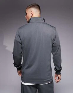 River Island Half Zip Smart Sweatshirt Co-ord In Grey For Men -Layered Clothes 207135820 4