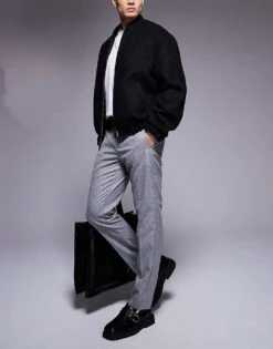 River Island Textured Trousers In Grey For Men -Layered Clothes 207135836 4