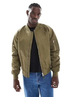 River Island MA1 Bomber Jacket In Khaki For Men Khaki - Dark -Layered Clothes 207169088 1 khakidark 1