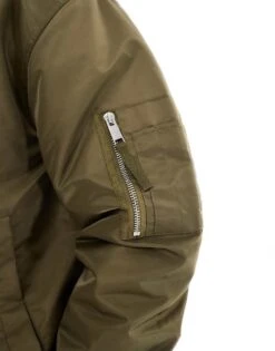 River Island MA1 Bomber Jacket In Khaki For Men Khaki - Dark -Layered Clothes 207169088 3