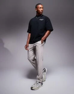 River Island Pleated Joggers In Ecru For Men -Layered Clothes 207169109 1 ecru 1