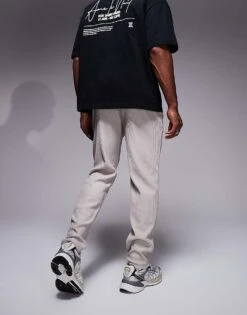 River Island Pleated Joggers In Ecru For Men -Layered Clothes 207169109 4