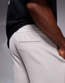 River Island Pleated Joggers In Ecru For Men -Layered Clothes 207169109 5