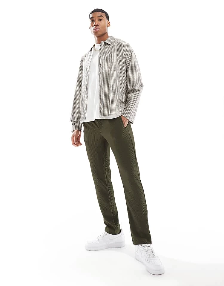River Island Pleated Trousers In Khaki For Men 8 River Island Pleated Trousers In Khaki For Men - Image 6
