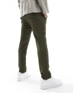 River Island Pleated Trousers In Khaki For Men 11 River Island Pleated Trousers In Khaki For Men -Layered Clothes 207169117 4