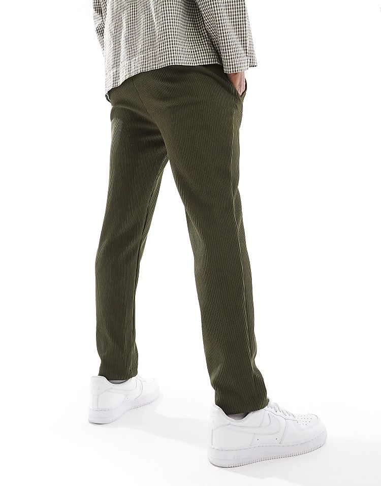 River Island Pleated Trousers In Khaki For Men 6 River Island Pleated Trousers In Khaki For Men - Image 4