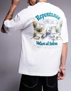 River Island Oversized Repentance T-shirt In White For Men